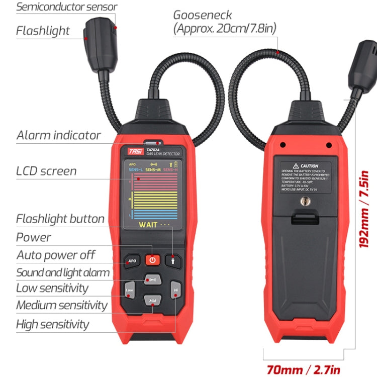 TASI TA702A Simulation Bar Display Cumbelo Gas Detector Portable Gas Testing Instrument Natural Gas Discovery Detective - Gas Monitor by TASI | Online Shopping South Africa | PMC Jewellery | Buy Now Pay Later Mobicred