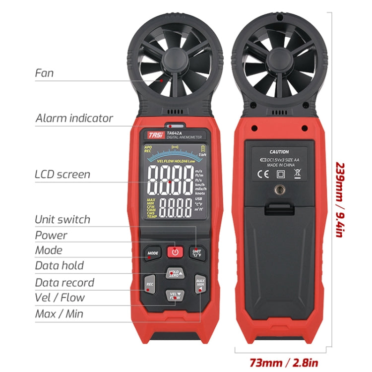 TASI TA642B Portable Digital Wind Speed Meter Air Volume Tester - free shipping - PMC TechLife - Order now!