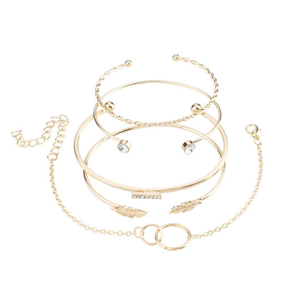 Leaf Diamond Bracelet Circle Lace Pattern Adjustable Bracelet(Gold) - Bracelets by PMC Jewellery | Online Shopping South Africa | PMC Jewellery
