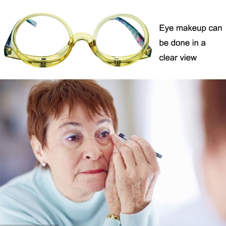 Makeup Magnifying Glass Presbyopic Glasses Flip Swivel Reading Glasses, Degree: +300(Yellow Frame) - Presbyopic Glasses by PMC Jewellery | Online Shopping South Africa | PMC Jewellery