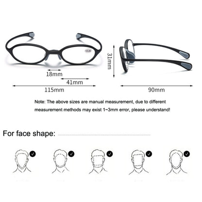 Portable Magnifying Glass Presbyopic Glasses Silicone Anti-Blue Light Reading Glasses, Degree: +200(Light Green) - Presbyopic Glasses by PMC Jewellery | Online Shopping South Africa | PMC Jewellery