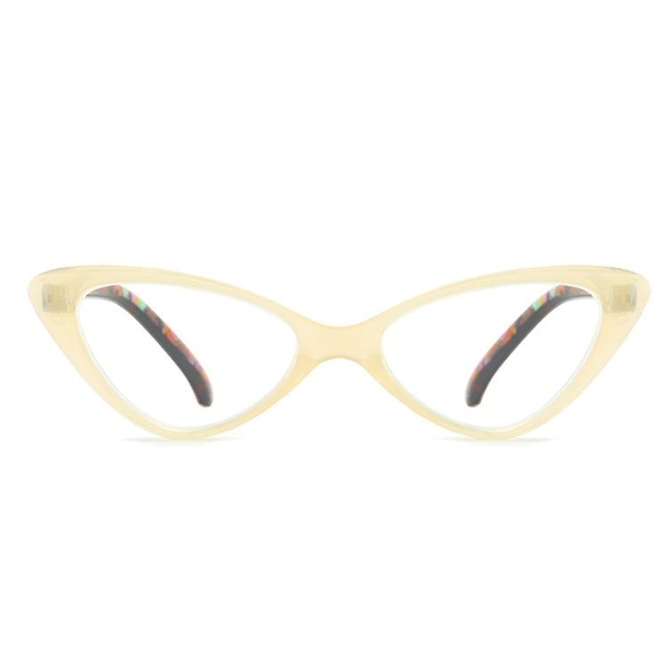 Street Stall Triangular Cat Eye Presbyopic Glasses, Degree: +100(Light Yellow) - Presbyopic Glasses by PMC Jewellery | Online Shopping South Africa | PMC Jewellery