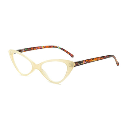 Street Stall Triangular Cat Eye Presbyopic Glasses, Degree: +200(Light Yellow) - Presbyopic Glasses by PMC Jewellery | Online Shopping South Africa | PMC Jewellery