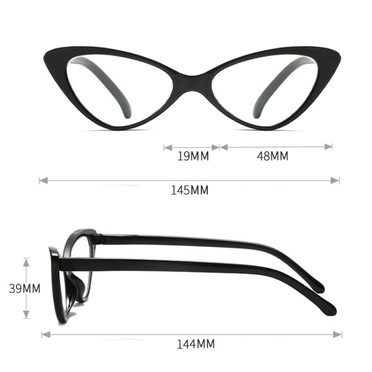 Street Stall Triangular Cat Eye Presbyopic Glasses, Degree: +200(Light Yellow) - Presbyopic Glasses by PMC Jewellery | Online Shopping South Africa | PMC Jewellery