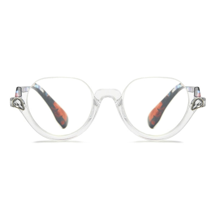 Diamond Studded Cat Eye Presbyopic Glasses Half-frame Fish-filament Glasses Unisex, Degree: +250(Transparent Flower Feet) - Presbyopic Glasses by PMC Jewellery | Online Shopping South Africa | PMC Jewellery