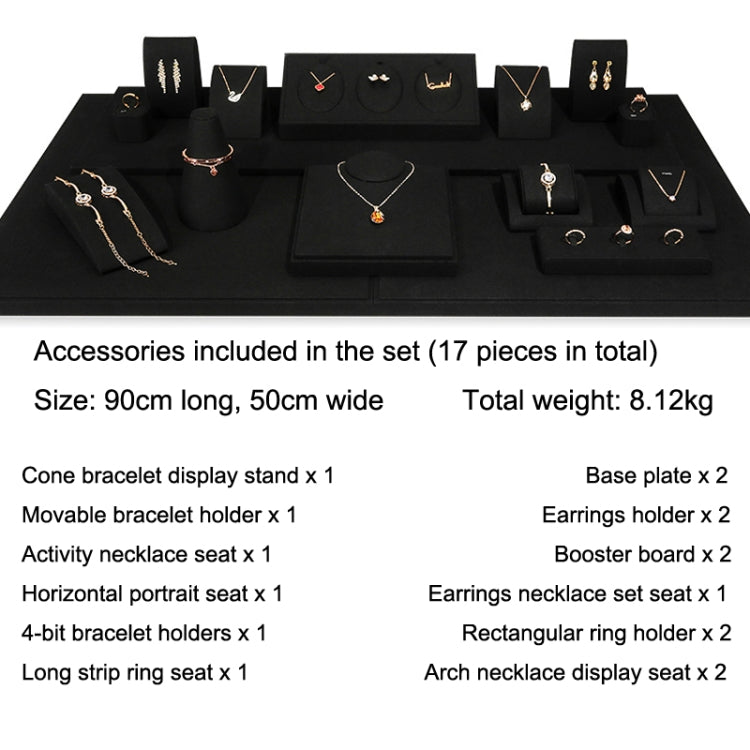 Black Microfiber Necklace Ring Jewelry Display Live Jewelry Prop Rack Set 8 - Jewelry Storages by PMC Jewellery | Online Shopping South Africa | PMC Jewellery