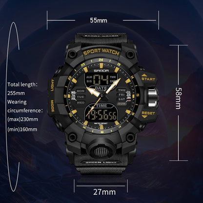 SANDA Green Light Alarm Clock Multifunctional Waterproof Shockproof Transparent Watch(Transparent Black) - Silicone Strap Watches by SANDA | Online Shopping South Africa | PMC Jewellery