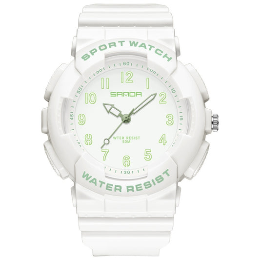 SANDA Small Fresh Digital All-match Waterproof Luminous Student Watch(White Green) - LED Digital Watches by SANDA | Online Shopping South Africa | PMC Jewellery