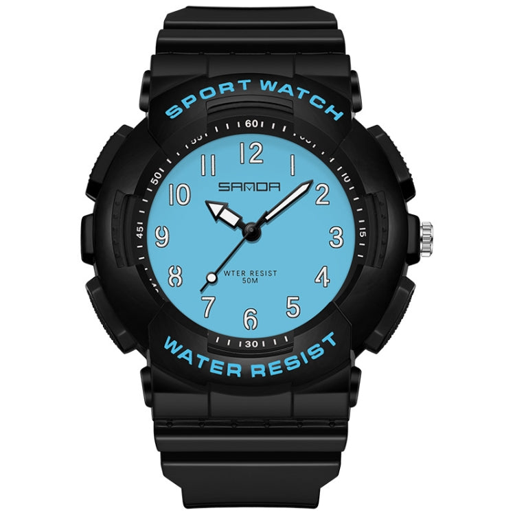 SANDA Small Fresh Digital All-match Waterproof Luminous Student Watch(Black Blue) - LED Digital Watches by SANDA | Online Shopping South Africa | PMC Jewellery