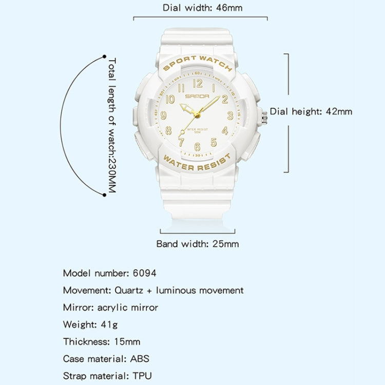 SANDA Small Fresh Digital All-match Waterproof Luminous Student Watch(Black Orange) - LED Digital Watches by SANDA | Online Shopping South Africa | PMC Jewellery