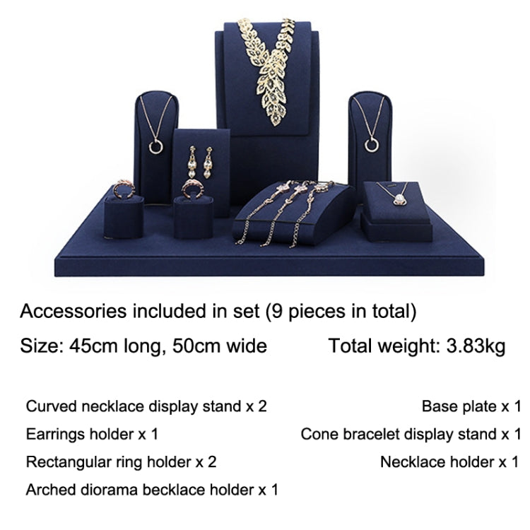 Jewelry Display Props Blue Microfiber Window Necklace Earring Ring Stand Set 7 - Jewelry Storages by PMC Jewellery | Online Shopping South Africa | PMC Jewellery