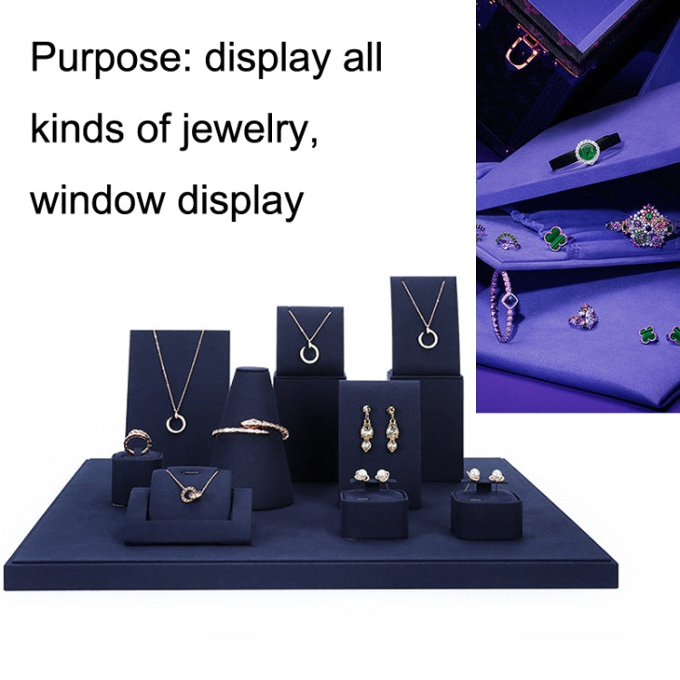 Jewelry Display Props Blue Microfiber Window Necklace Earring Ring Stand Set 9 - Jewelry Storages by PMC Jewellery | Online Shopping South Africa | PMC Jewellery