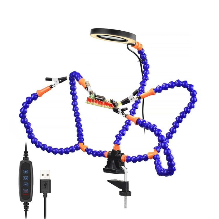 Phone PCB Circuit Board Repair Fixed Folder Welding Assisted DIY Model Clamping Tool, Style: 5 Claws+Magnifying Glass Lamp (Blue) - Others by PMC TechLife | Online Shopping South Africa | PMC TechLife | Buy Now Pay Later Mobicred