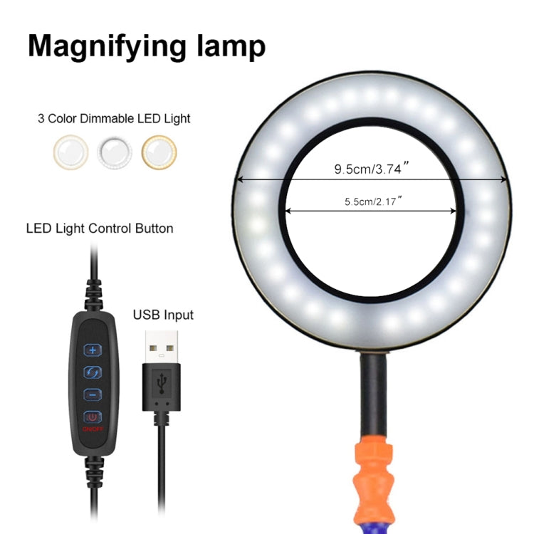 Phone PCB Circuit Board Repair Fixed Folder Welding Assisted DIY Model Clamping Tool, Style: 5 Claws+Magnifying Glass Lamp (Blue) - Others by PMC TechLife | Online Shopping South Africa | PMC TechLife | Buy Now Pay Later Mobicred