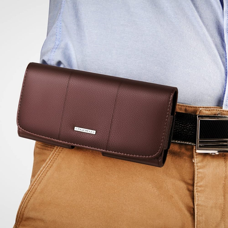 Nuoku Magnetic Flaps Leather Belt Case For Smart Phones, Size: 17.3 x 8 x 2.5cm  6.7 Inch(Brown) - More iPhone Cases by Nuoku | Online Shopping South Africa | PMC Jewellery | Buy Now Pay Later Mobicred