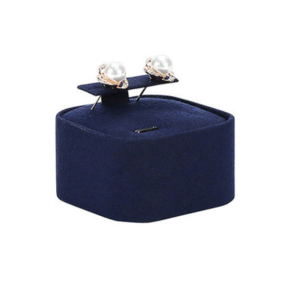 5x5x3cm Rectangular Stud Seat Jewelry Display Props Blue Microfiber Window Necklace Earring Ring Stand - Jewelry Storages by PMC Jewellery | Online Shopping South Africa | PMC Jewellery