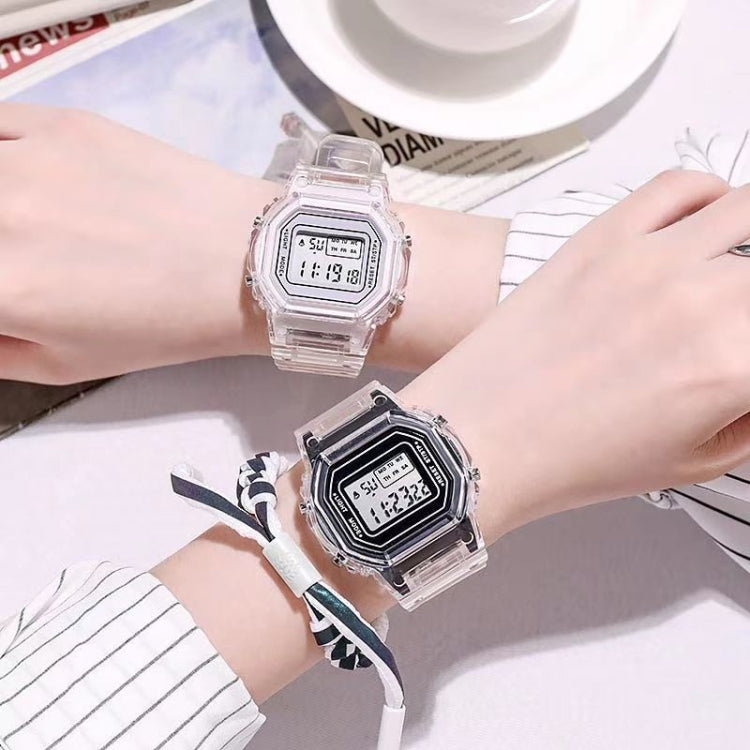 Outdoor Sports Simple Transparent Case Waterproof Luminous Electronic Watch(Transparent Square White) - Sport Watches by PMC Jewellery | Online Shopping South Africa | PMC Jewellery