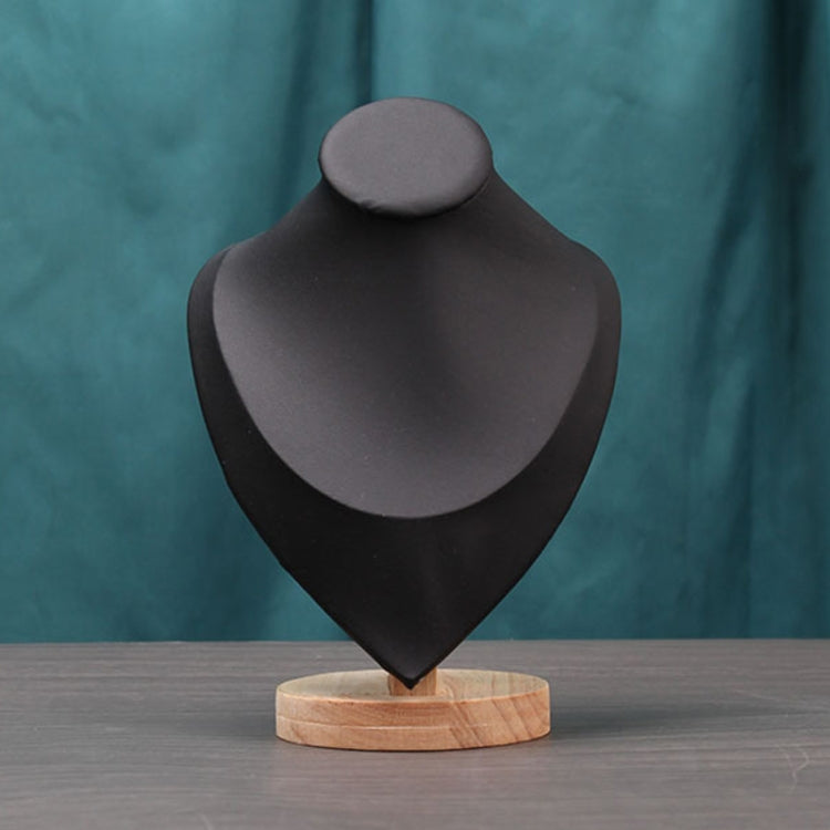 Solid Wood Medium Portrait Necklace Display Stand Heart Shaped Necklace Counter Display Stand(Black) - Jewelry Storages by PMC Jewellery | Online Shopping South Africa | PMC Jewellery