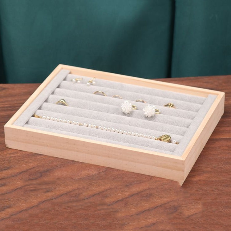 Solid Wooden Velvet Jewelry Display Tray Ring Earring Bracelet Storage And Organization Box, Specification: Medium Ice Flower Velvet - Jewelry Storages by PMC Jewellery | Online Shopping South Africa | PMC Jewellery