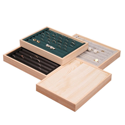 Solid Wooden Velvet Jewelry Display Tray Ring Earring Bracelet Storage And Organization Box, Specification: Medium Black Velvet - Jewelry Storages by PMC Jewellery | Online Shopping South Africa | PMC Jewellery