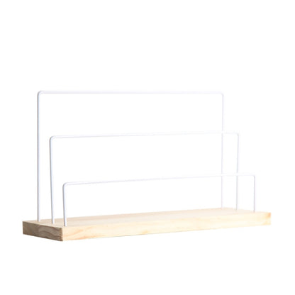 Wooden Base Iron Multi-Layer Earrings Storage Display Rack Can Hang Jewelry Display Shelf, Style: 3 Layers (White) - Jewelry Storages by PMC Jewellery | Online Shopping South Africa | PMC Jewellery