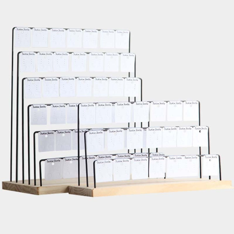 Wooden Base Iron Multi-Layer Earrings Storage Display Rack Can Hang Jewelry Display Shelf, Style: 5 Layers (White) - Jewelry Storages by PMC Jewellery | Online Shopping South Africa | PMC Jewellery