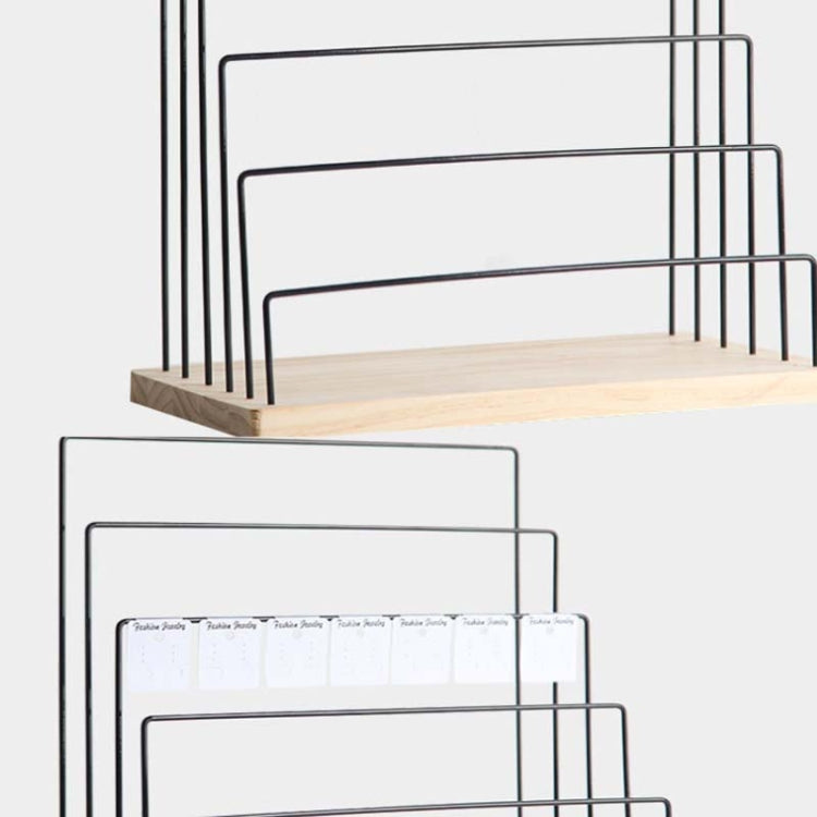 Wooden Base Iron Multi-Layer Earrings Storage Display Rack Can Hang Jewelry Display Shelf, Style: 5 Layers (White) - Jewelry Storages by PMC Jewellery | Online Shopping South Africa | PMC Jewellery