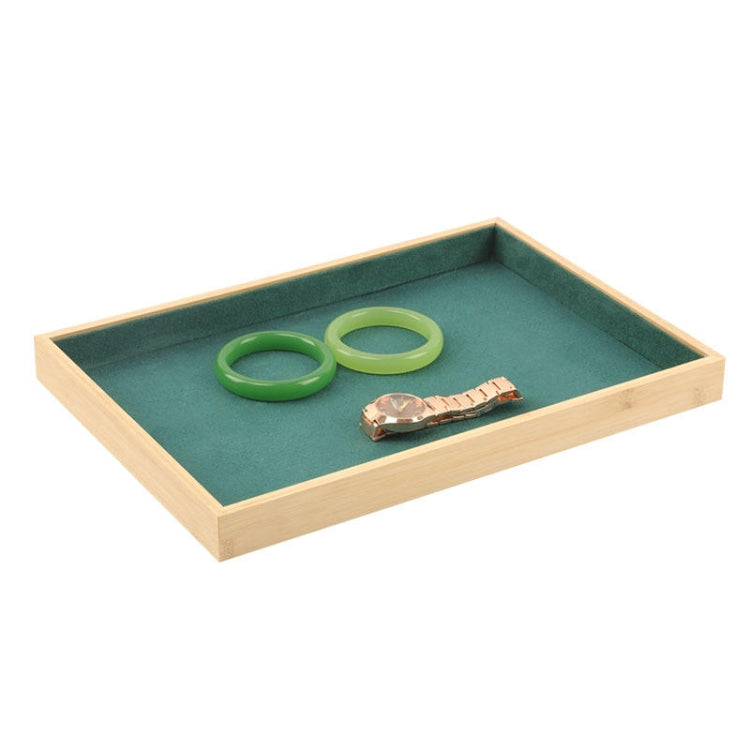 Bamboo Wood Velvet Multi-Functional Jewelry Display Tray Jewelry Storage Box Empty Tray, Style: Velvet (Dark Green) - Jewelry Storages by PMC Jewellery | Online Shopping South Africa | PMC Jewellery