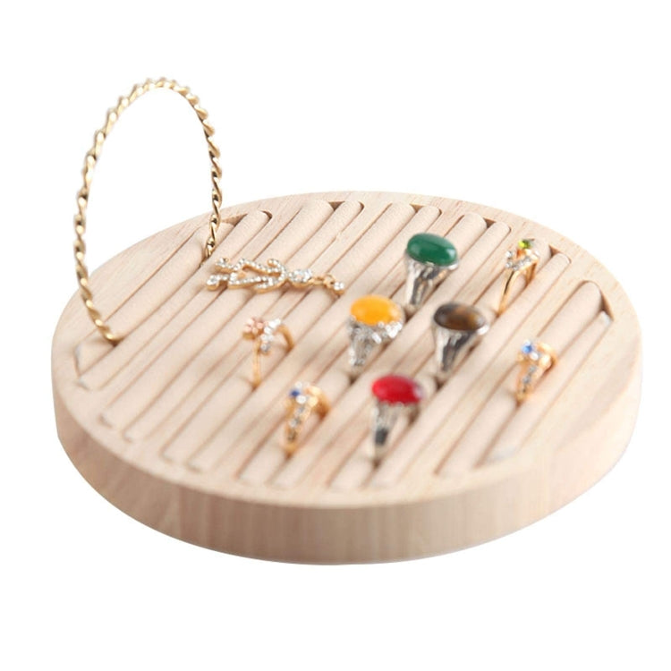 Solid Wooden Round Ring Jewelry Display Board Jewelry Bracelet Storage Tray, Style: Velvet ( Beige ) - Jewelry Storages by PMC Jewellery | Online Shopping South Africa | PMC Jewellery