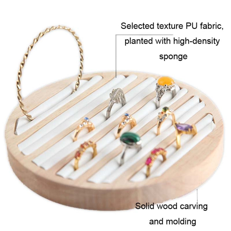 Solid Wooden Round Ring Jewelry Display Board Jewelry Bracelet Storage Tray, Style: Leather ( White ) - Jewelry Storages by PMC Jewellery | Online Shopping South Africa | PMC Jewellery