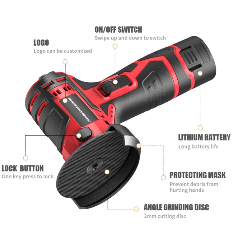 HILDA 12V 3 Inch Li-Ion Angle Grinder Home Cutting And Sanding Machine, US Plug, Model: Plastic Package With 1 Battery - free shipping - PMC TechLife - Order now!