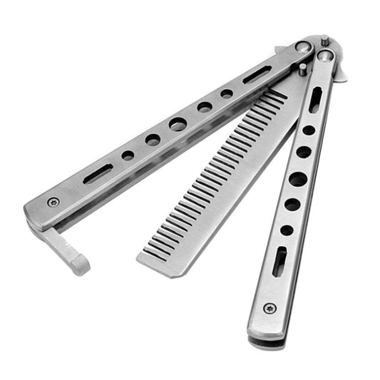 Salon Stainless Steel Practice Comb Practice Knife (Uncut) Butterfly Comb(Silver) - Hair Trimmer by PMC Jewellery | Online Shopping South Africa | PMC Jewellery