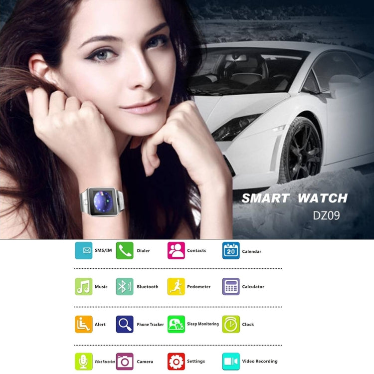 DZ09 1.56 inch Screen Bluetooth 3.0 Android 4.1 OS Above Smart Watch Phone with Bluetooth Call & Call Reminder & Sleep Monitor & Pedometer & Sedentary Reminder & Calendar & SMS & Audio and Video Player & Anti-loss Function(Black) - Smart Watches by PMC Jewellery | Online Shopping South Africa | PMC Jewellery | Buy Now Pay Later Mobicred