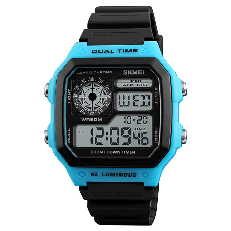 SKMEI 1299 Multifunctional Outdoor Sports Noctilucent Waterproof Digital Display Wrist Watch (Blue) - Sport Watches by SKMEI | Online Shopping South Africa | PMC Jewellery | Buy Now Pay Later Mobicred