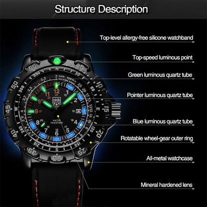 addies MY-049 Outdoor Sports Multifunctional Waterproof Luminous Watch Silicone Watchstrap Watch for Men(Red Light) - Sport Watches by addies | Online Shopping South Africa | PMC Jewellery | Buy Now Pay Later Mobicred