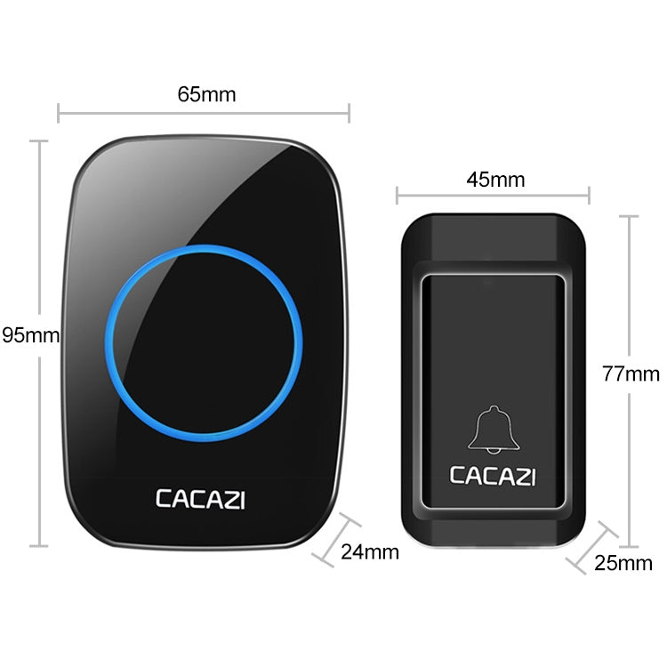 CACAZI A10G One Button Three Receivers Self-Powered Wireless Home Cordless Bell, EU Plug(Black) - Wireless Doorbell by CACAZI | Online Shopping South Africa | PMC Jewellery | Buy Now Pay Later Mobicred