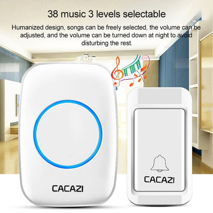 CACAZI A10G One Button Three Receivers Self-Powered Wireless Home Cordless Bell, EU Plug(Black) - Wireless Doorbell by CACAZI | Online Shopping South Africa | PMC Jewellery | Buy Now Pay Later Mobicred