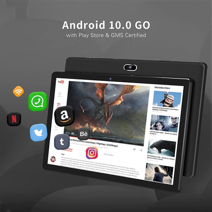 Qunyico Y10 Tablet PC, 10.1 inch, 2GB+32GB, Android 10 Allwinner A100 Quad Core CPU, Support 2.4G WiFi / Bluetooth, Global Version with Google Play, US Plug (Black) - 10.1 inch by PMC Jewellery | Online Shopping South Africa | PMC Jewellery