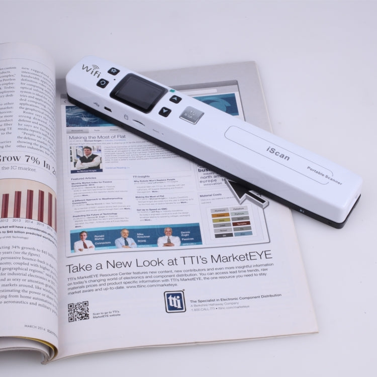 iScan02 WiFi Double Roller Mobile Document Portable Handheld Scanner with LED Display,  Support 1050DPI  / 600DPI  / 300DPI  / PDF / JPG / TF(White) - Portable Scanner by PMC TechLife | Online Shopping South Africa | PMC TechLife